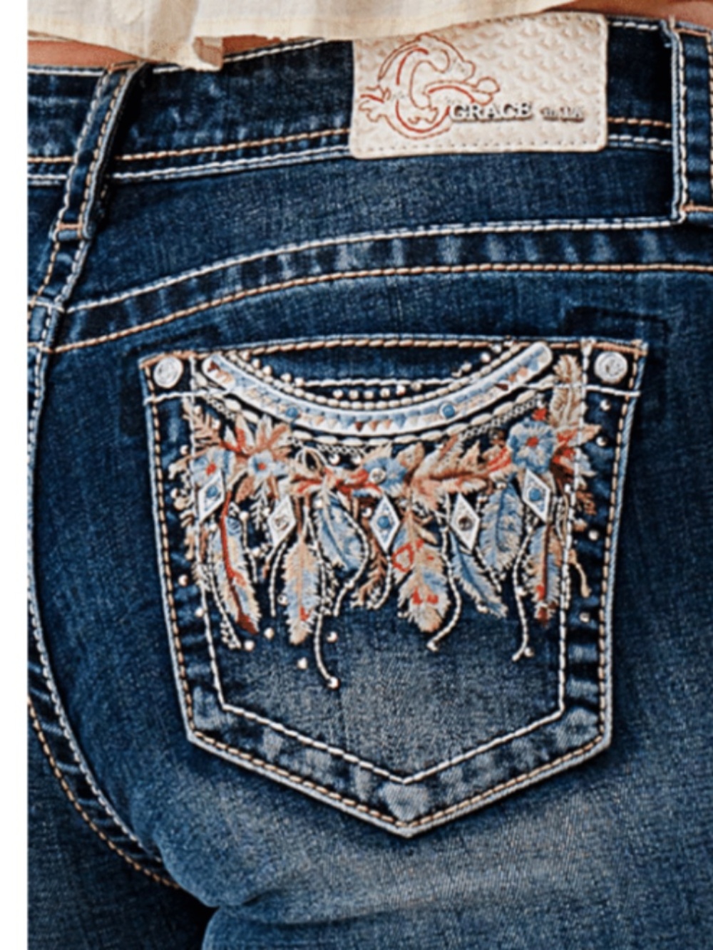 Grace in LA Bootcut with embellished pockets